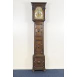 George V oak musical chiming eight day longcase clock, by Russells Ltd, Liverpool, the hood with