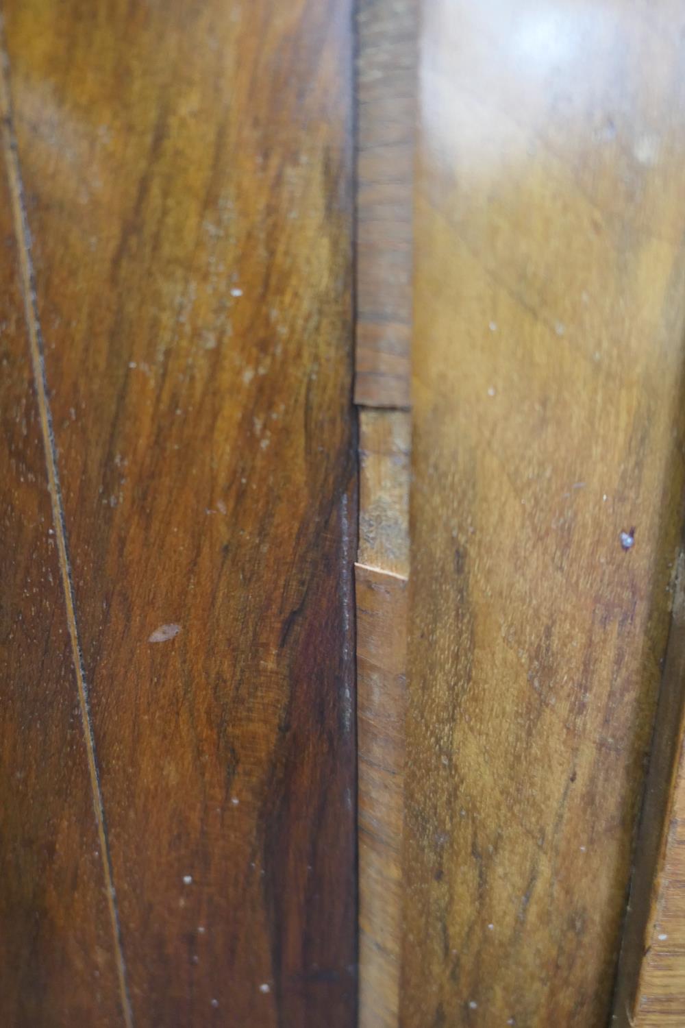 Victorian walnut and inlaid bookcase cabinet, circa 1870, having two glazed upper doors opening to - Image 11 of 13