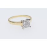 Diamond cluster ring, set with four princess cut diamonds in a square setting, totalling approx.