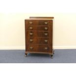 Mahogany chest of drawers, probably mid 20th Century, fitted with five graduating drawers with brass