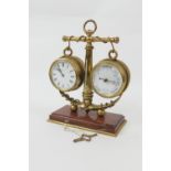 Nautical interest: Victorian brass clock and barometer set, by James Aitchison, Edinburgh, formed as