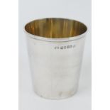 Victorian silver beaker, maker Robert Hennell, London 1873, plain slightly tapered cylindrical