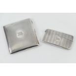 George V silver card case, marks rubbed, Chester 1922, rectangular form with engine turned