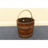 Lister coopered oak pail, with brass swing handle and brass bands, Lister label, 31.5cm diameter,