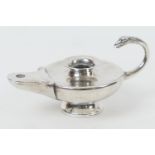 Edwardian silver Aladdin oil lamp table cigar lighter, Chester 1906 (no wick), 13cm, weight