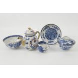 Chinese blue and white teapot and cover, early 19th Century (with damages), height 16.5cm; also a