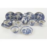 Chinese blue and white porcelains in the fisherman and cormorant pattern, late 18th Century,