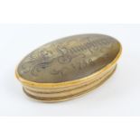 George III horn snuff box, dated 1798, oval form inscribed 'Ed Humphreys', 9cm x 5cm