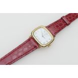 Baume & Mercier lady's 18ct yellow gold wristwatch, cushion shaped case, the dial with Roman