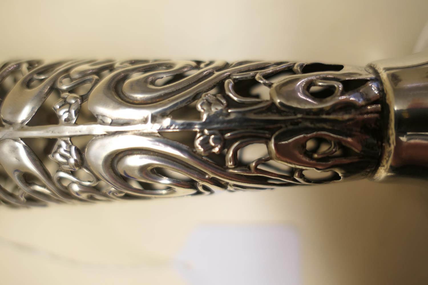 Edwardian silver specimen vase, by Nathan & Hayes, Chester 1905, pierced trumpet form worked in - Image 11 of 13