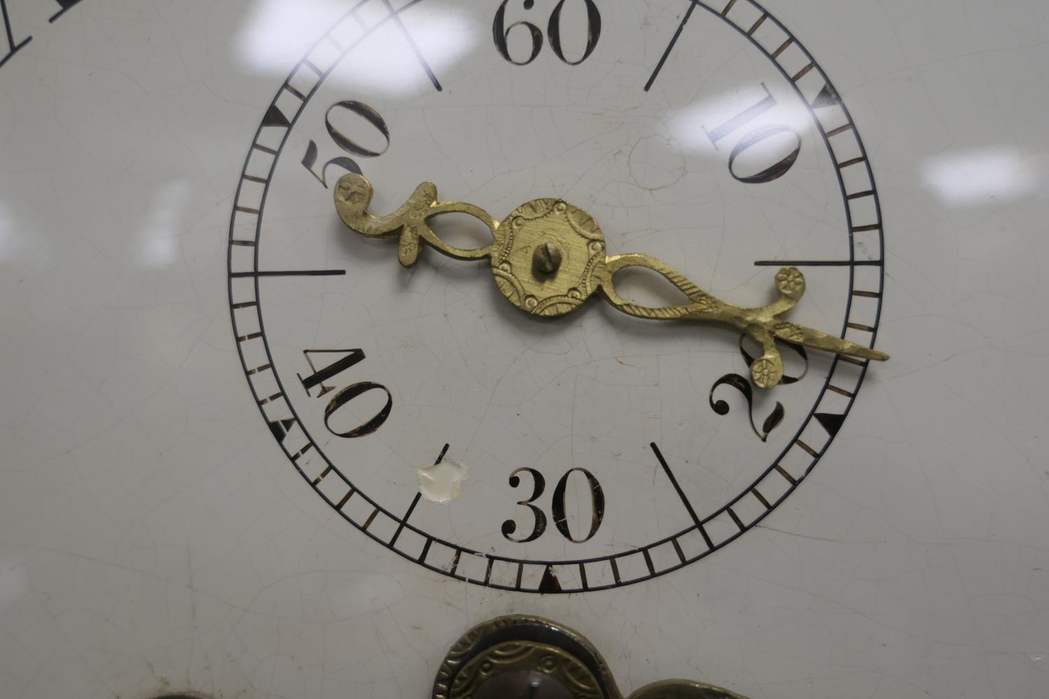 Early Victorian mahogany eight day drop trunk wall clock, painted circular 14'' dial with subsidiary - Image 18 of 19