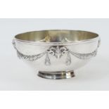 Victorian silver small bowl, by Edward Kerr Reid, London 1864, circular form worked with laurel leaf