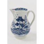 Worcester blue and white sparrow beak cream jug, circa 1770, in the rock strata island pattern, open