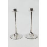 Pair of modern silver candlesticks, slender form on a trumpet base, marked '925' (loaded), height
