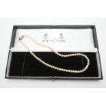 Mappin & Webb pearl necklace, uniform 5mm cultured pearls, with M&W 18ct gold clasp set with a