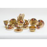 Royal Worcester fruit decorated composite coffee service, comprising baluster coffee pot by A Shuck,