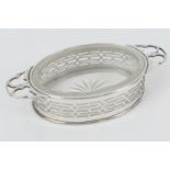 George V silver butter dish, by Haseler & Bill, Birmingham 1924, pierced oval form with original