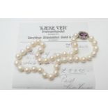 Single strand of non-beaded freshwater cultured pearls, comprising 37 uniformly sized pearls, each