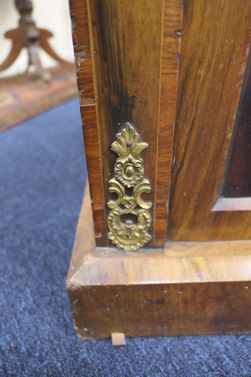 Victorian walnut and inlaid bookcase cabinet, circa 1870, having two glazed upper doors opening to - Image 6 of 13