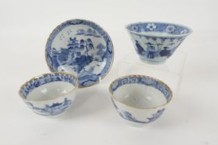 Chinese blue and white conical bowl, 19th Century, 10.5cm diameter; also a Chinese blue and white
