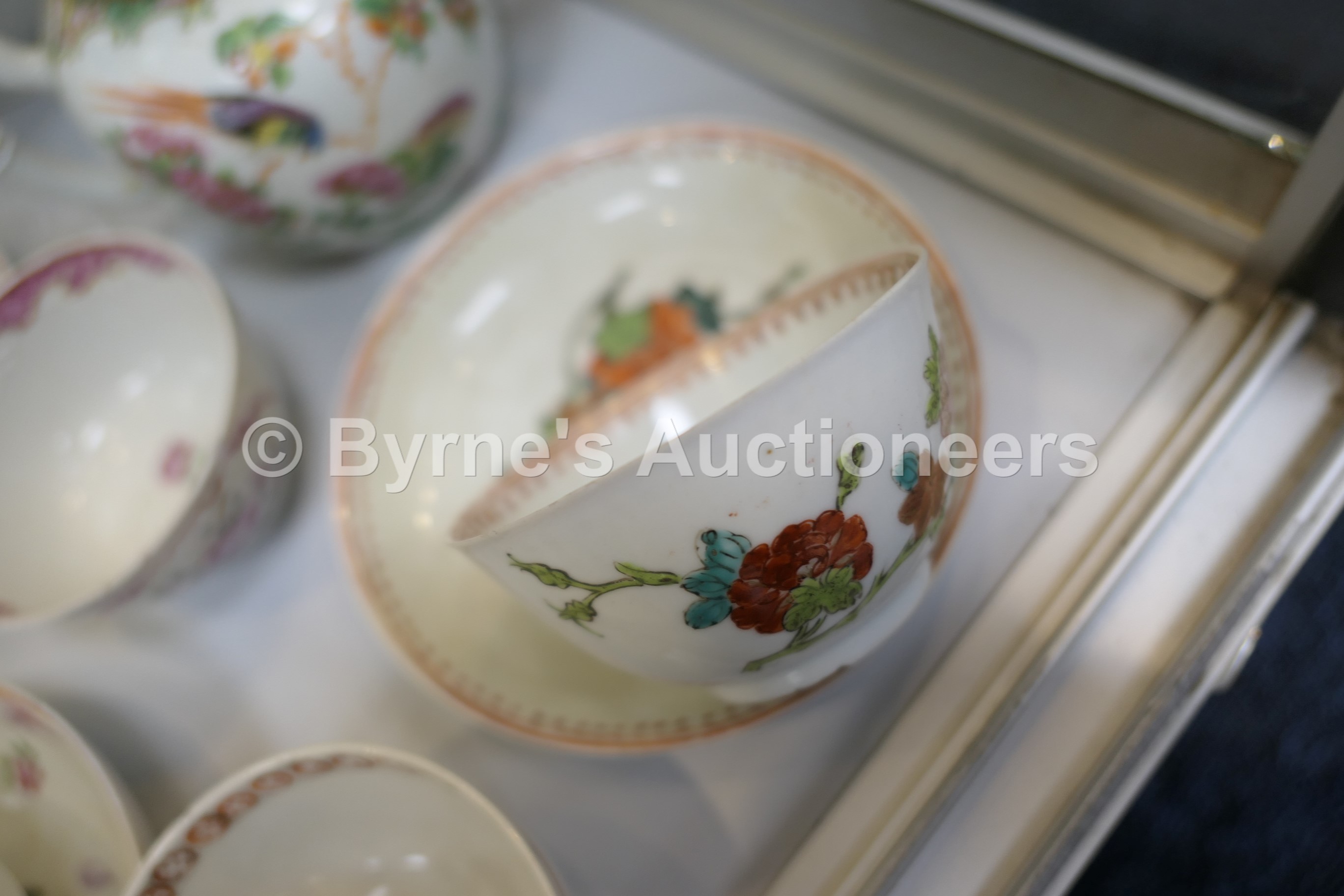 Five Chinese famille rose plates, all 18th Century, including an armorial plate, 22.5cm; Mandarin - Image 7 of 8