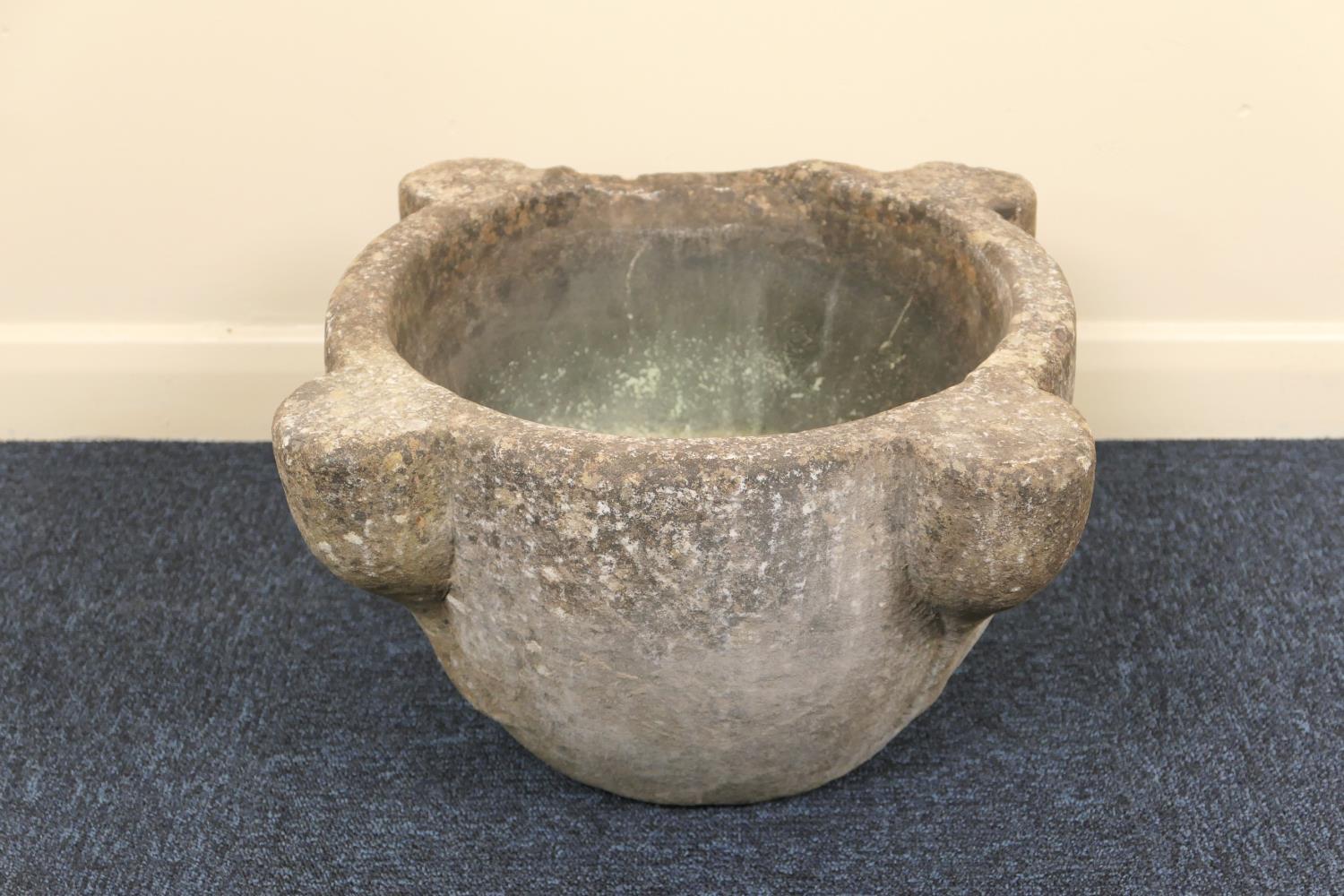 Large weathered marble mortar, 53cm diameter, height 28cm