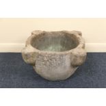 Large weathered marble mortar, 53cm diameter, height 28cm