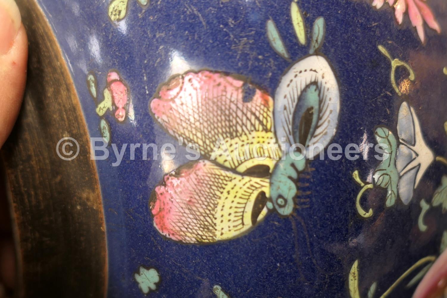 Two Chinese clobbered porcelain jars, 18th or 19th Century, one finished in yellow with butterflies, - Image 17 of 21