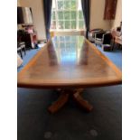 Bespoke burr walnut triple pedestal boardroom table, circa 2000, finely figured throughout, with two