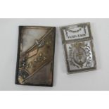 French 800 standard silver gilt mounted card wallet, worked with winged cherub and birds