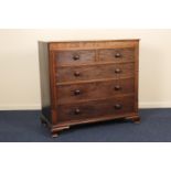 Late George III mahogany chest of drawers, circa 1820, fitted with two short and three long