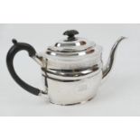 George III silver teapot by John Mewburn, London 1800, oval form with monogrammed cartouche, and