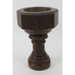 Late Victorian carved oak model of a church font, height 31cm, width 20.5cm