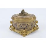 French ormolu jewellery casket, marked 'Tahan Fr De Lempereur', oval form, the cover surmounted with