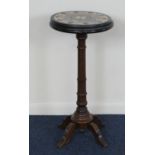 Small specimen marble table, the top with radiating specimens set into slate, 35cm diameter,