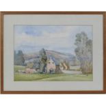 O'Meara (active 1930s), View of a farmstead, watercolour, indistinctly dated, 29cm x 38cm