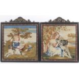 Pair of Victorian gross point needlework tapestries, featuring Queen Victoria's children and their
