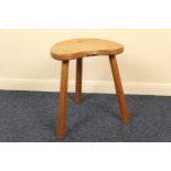 Mouseman (Robert Thompson of Kilburn), oak kidney shaped stool, on tapered octagonal legs, width