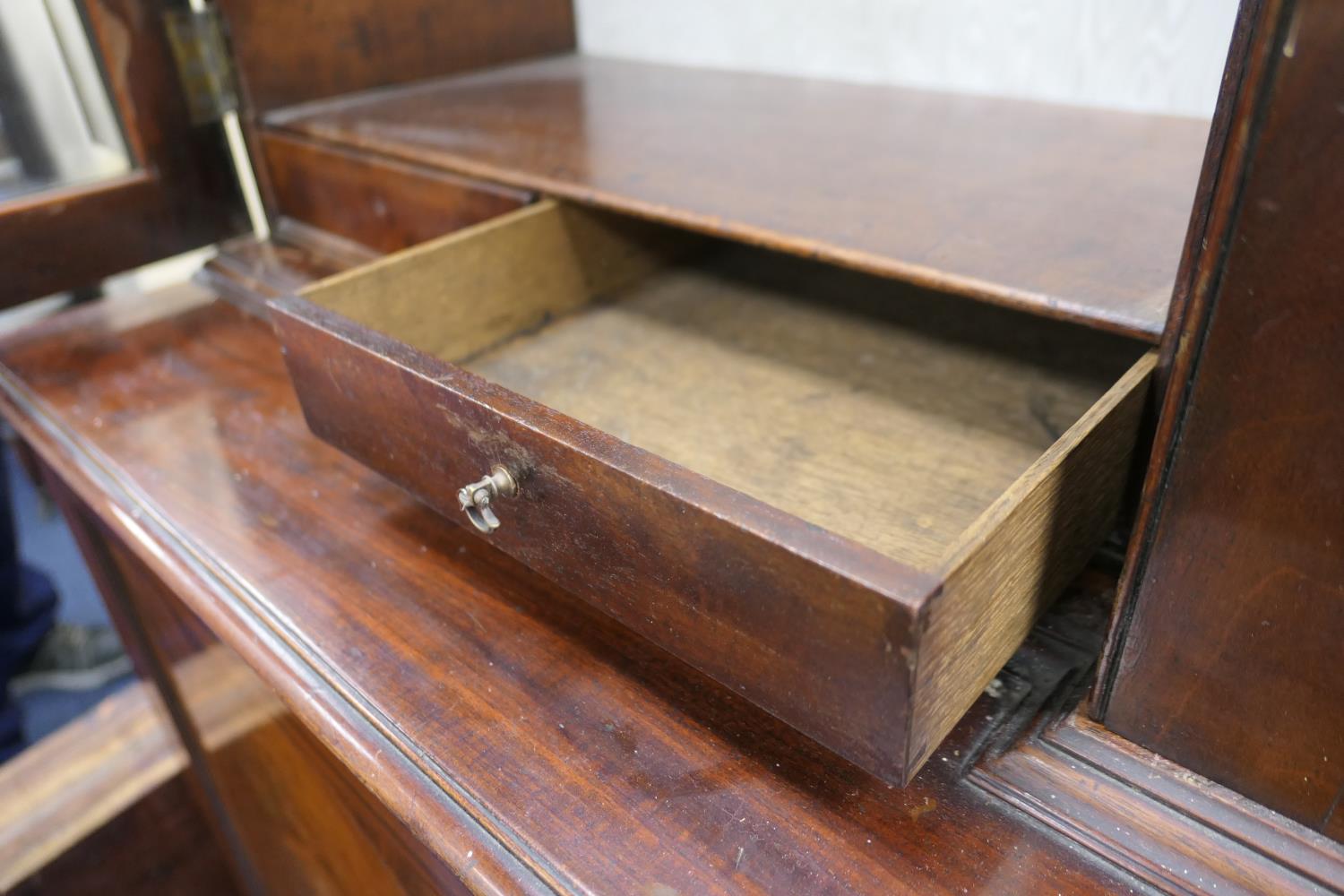 Late 19th Century mahogany and inlaid breakfront library bookcase, in Georgian style, having a - Image 9 of 14