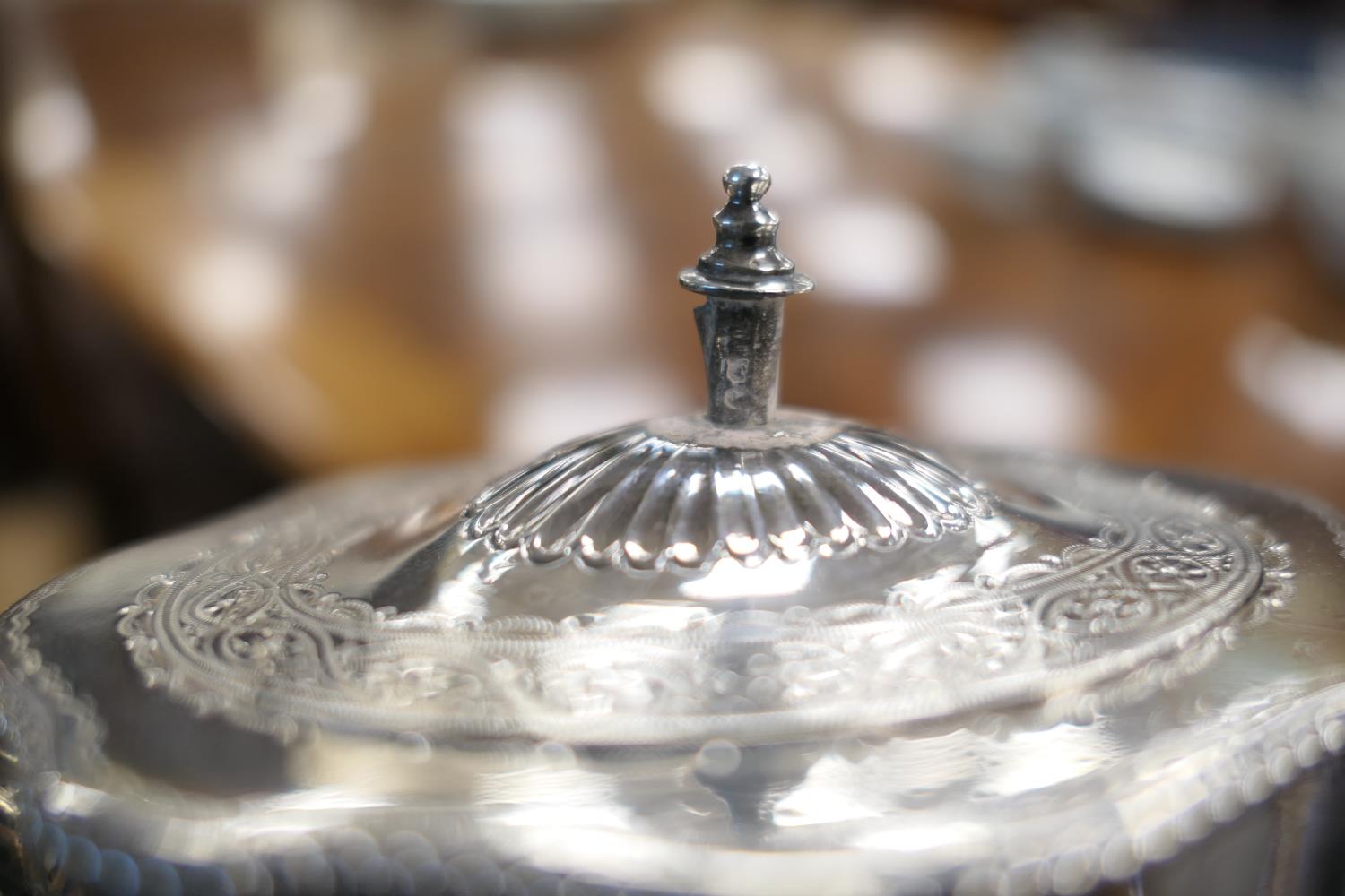 Victorian silver coffee pot, maker Robert Harper, London 1871, tapered and fluted oval form engraved - Image 3 of 7