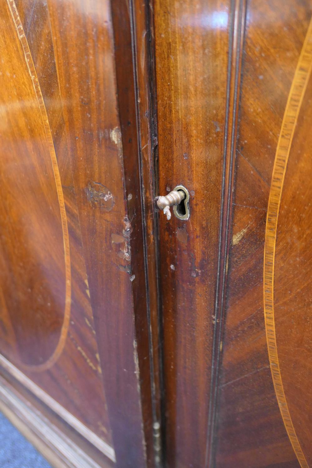 Late 19th Century mahogany and inlaid breakfront library bookcase, in Georgian style, having a - Image 3 of 14