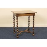 William and Mary style walnut table, early 20th Century, rectangular top with wavy moulded edge over