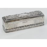 Edwardian silver pin box, by Walker & Hall, Sheffield 1901, rectangular form with Rococo style