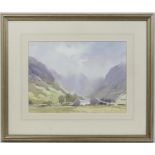 James Longueville (b.1942), Seathwaite, watercolour, signed and inscribed to a label verso, 25.5cm x