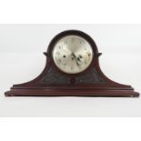 German mahogany cased Westminster chiming mantel clock, by Junghans, Wurttemberg, chiming on four