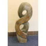 Onias Mupumha (African), carved soapstone sculpture in humanistic form, signed, height 84cm, width