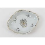 Chinese armorial spoon tray, Qianlong (1736-95), of lozenge form decorated en-grisaille with a