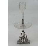 Victorian silver plated table centre, by James Dixon & Sons, centred with a cut glass bud vase