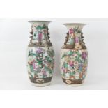 Two Chinese crackle glazed famille rose vases, late 19th Century, each similarly decorated with