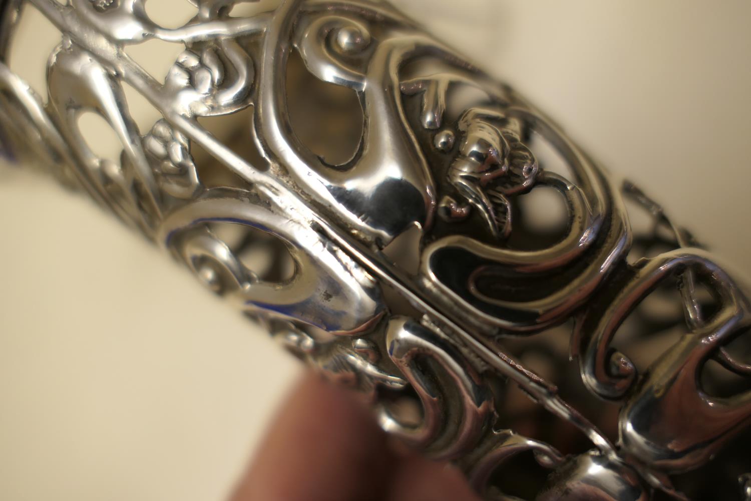 Edwardian silver specimen vase, by Nathan & Hayes, Chester 1905, pierced trumpet form worked in - Image 8 of 13